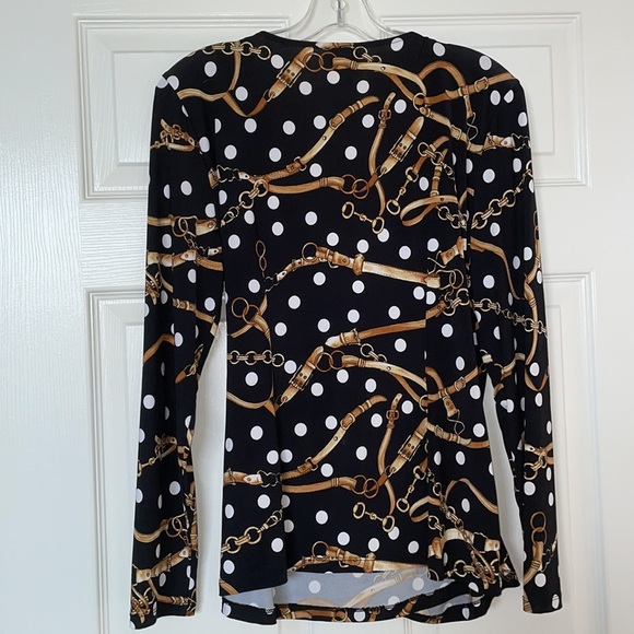 Cache Long Sleeve V Neck, fabric pattern leather reins and chains - Picture 3 of 3